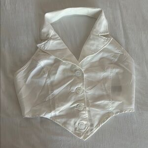 Elegant White Satin Women's Top